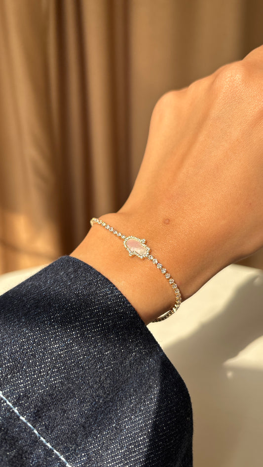 White Hamsa Tennis Bracelet