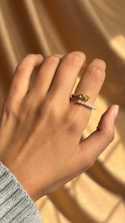 Green Sweet Pearl Ring