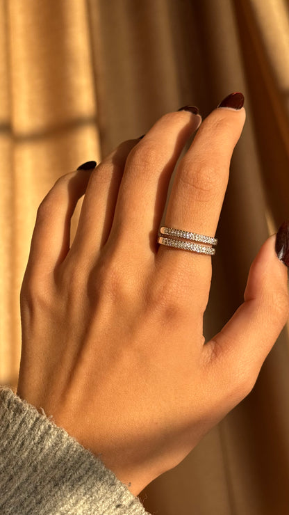 Duo Tennis Silver Ring