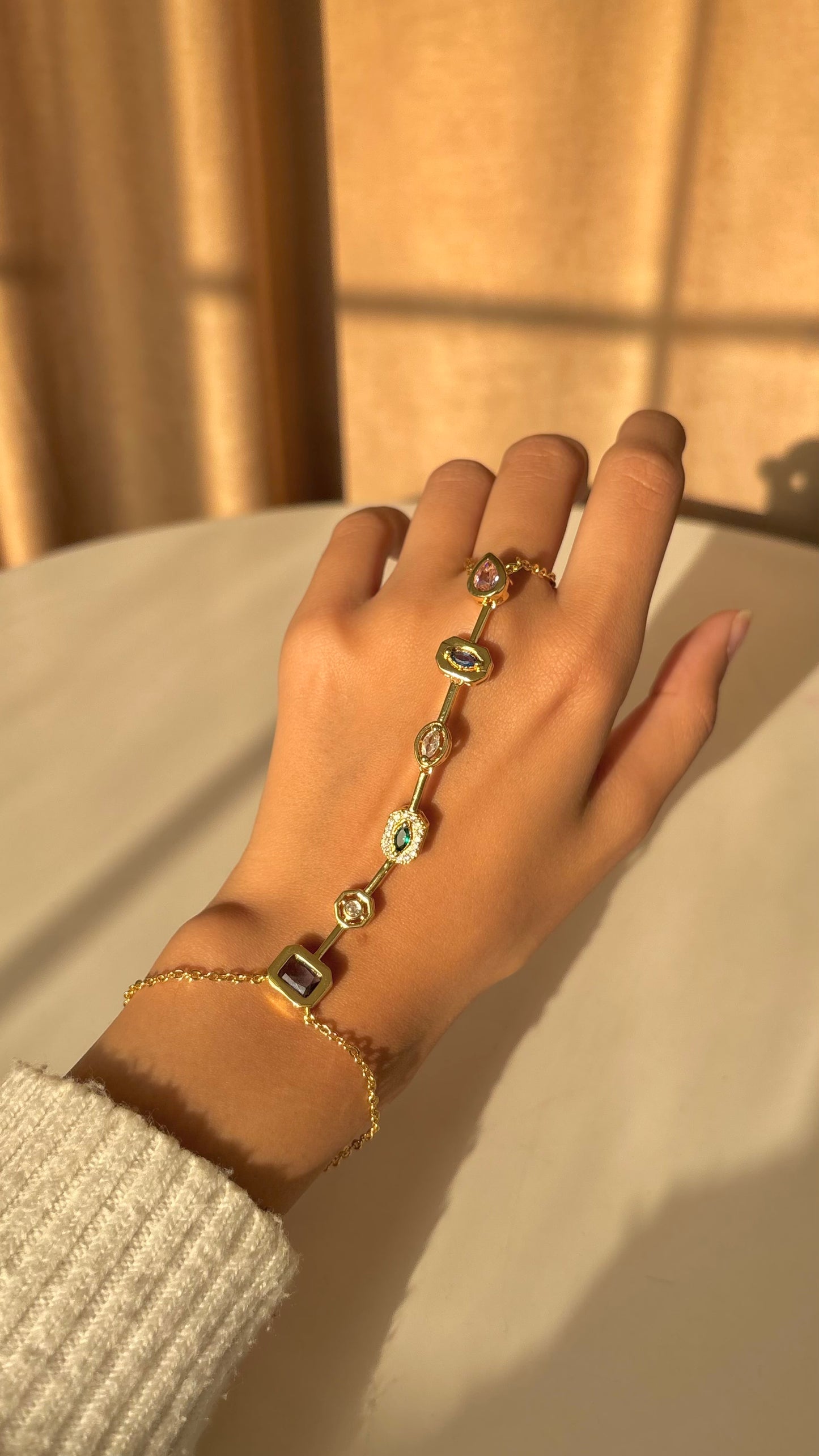 Colored Gems Hand Chain