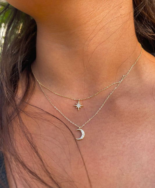 Baby Crescent Stars Necklace