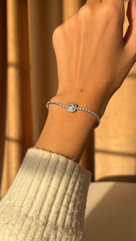 Diamond Silver Tennis Bracelet