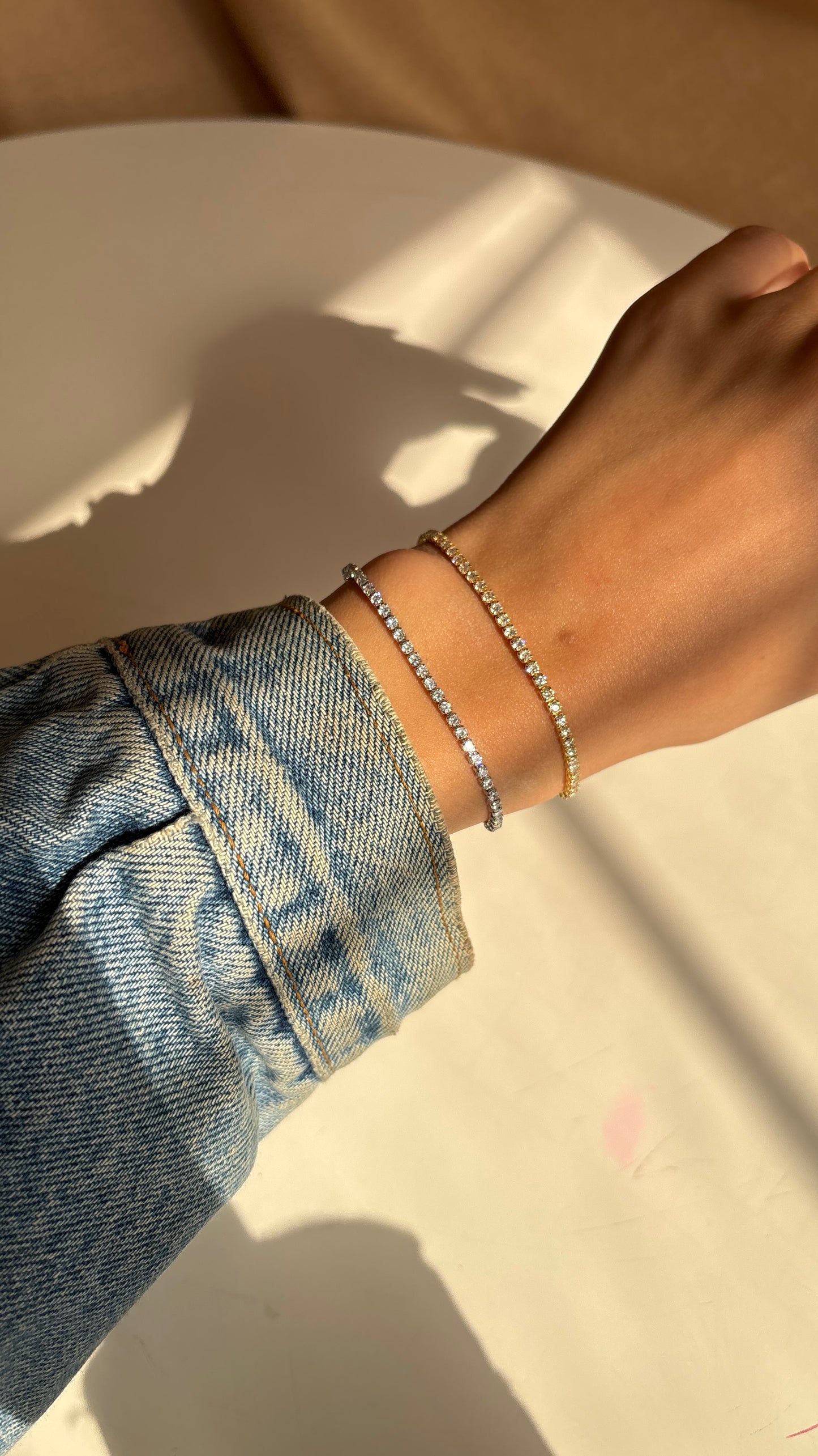 Thin Tennis Bracelet Adjustable Lock