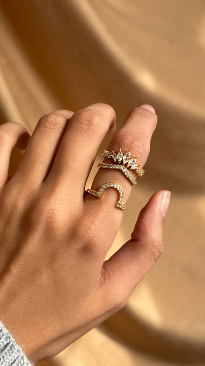 Double Crystal Stack Ring