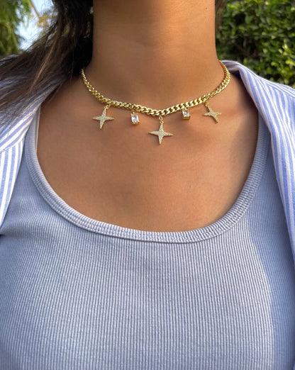 Diamond Chain Star Necklace