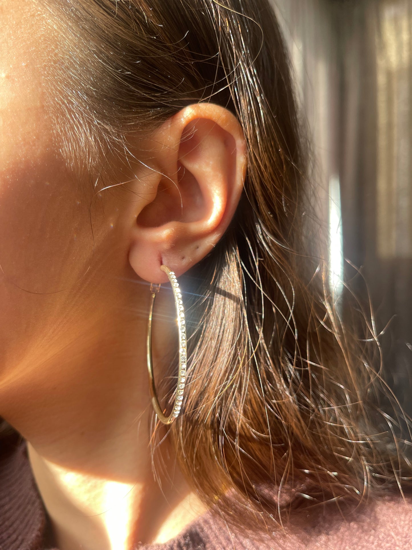 Half Glow Gold Hoop Earrings