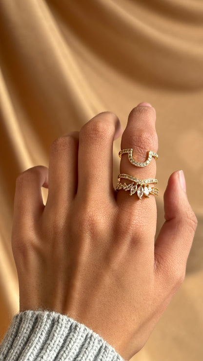 Double Crystal Stack Ring