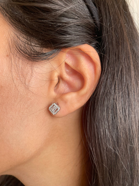 Mini baguette silver Earrings