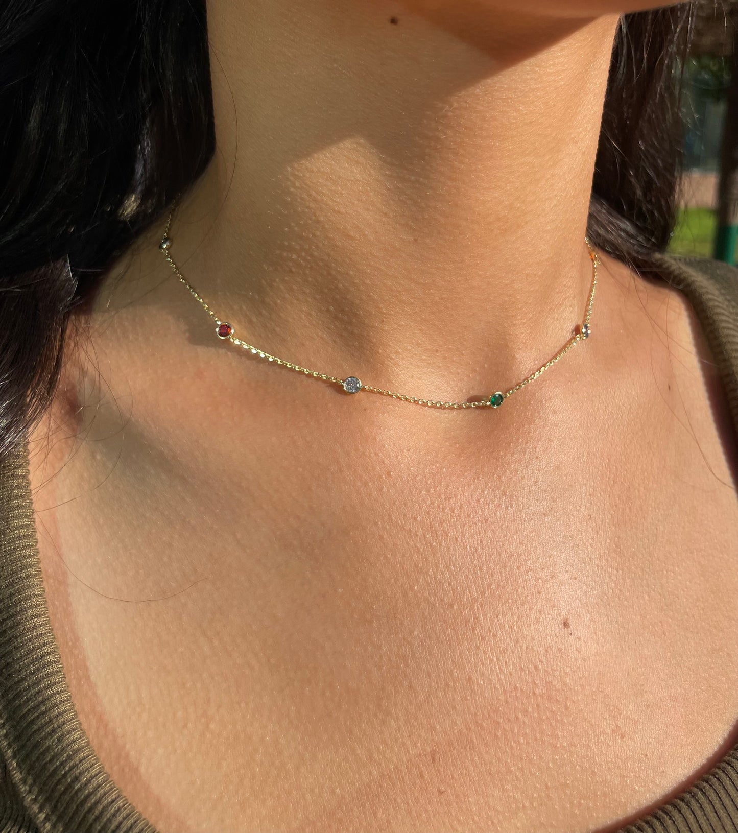 Colored Gem Choker