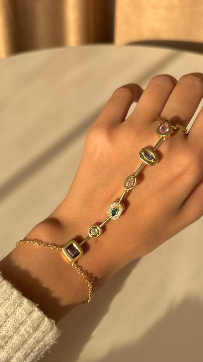 Colored Gems Hand Chain