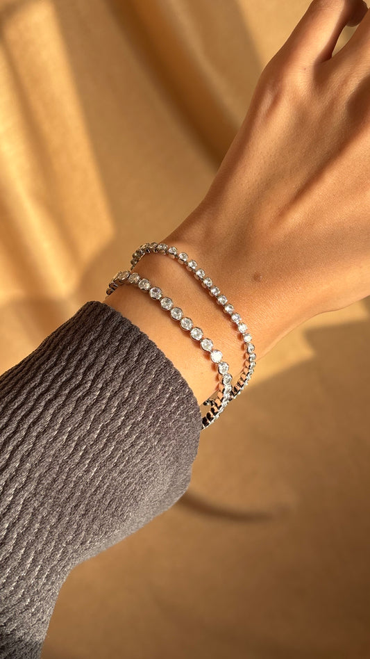 Round Silver Tennis Bracelet