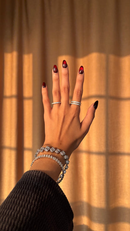 Thin Tennis Silver Ring