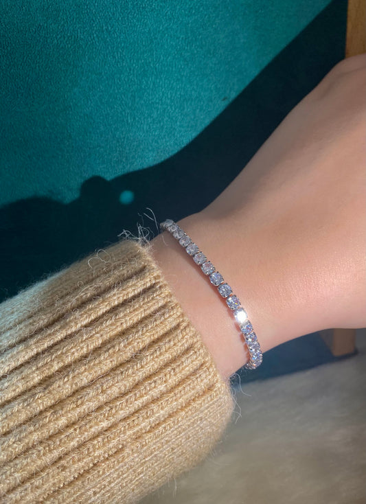 Thick Tennis Silver Diamond lock