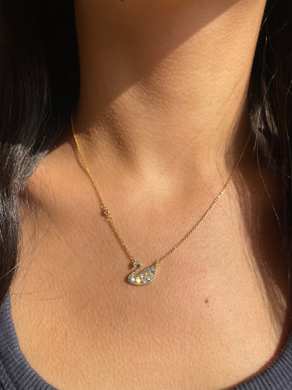 Diamond Swan Gold Necklace