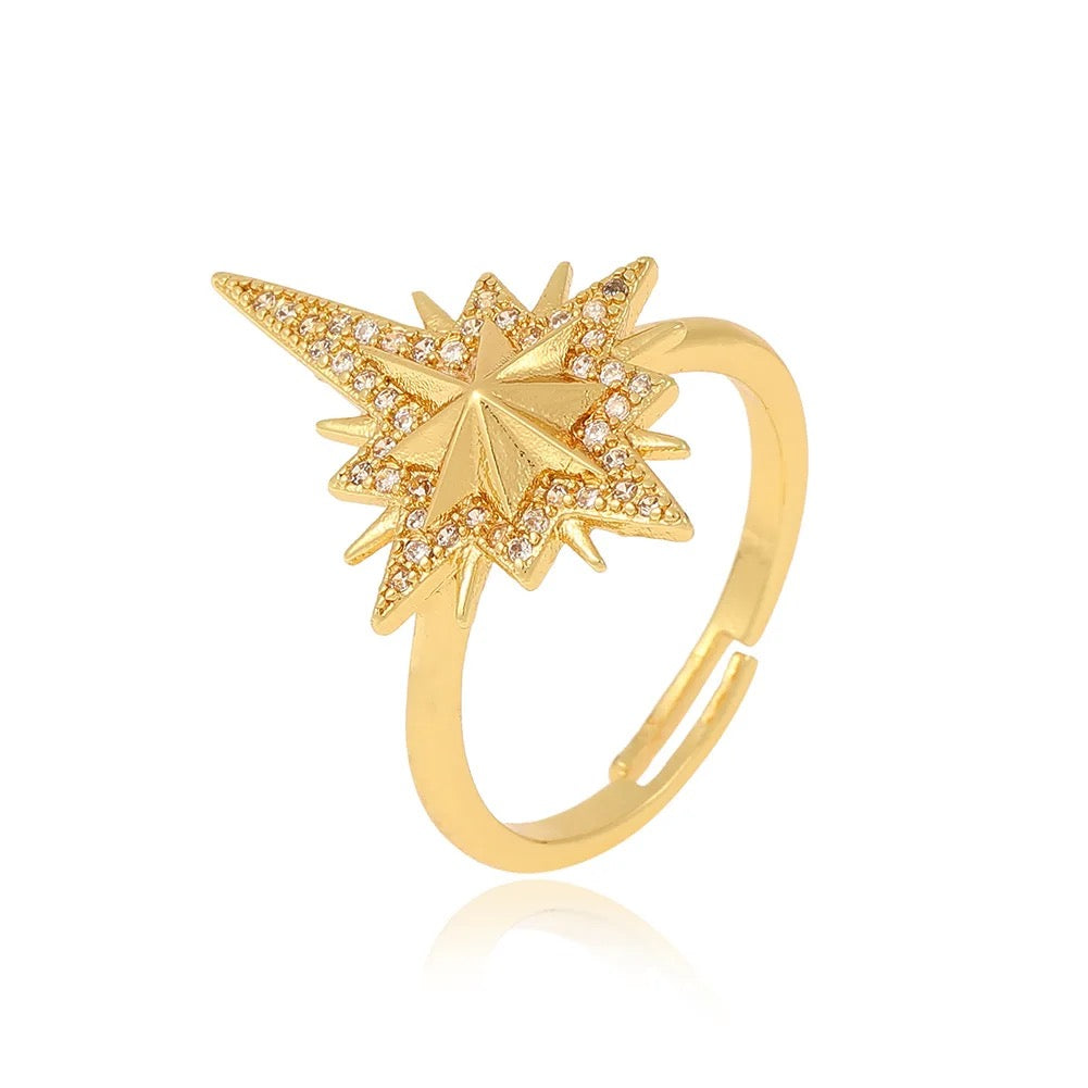 Starburst Ring Gold with Strass