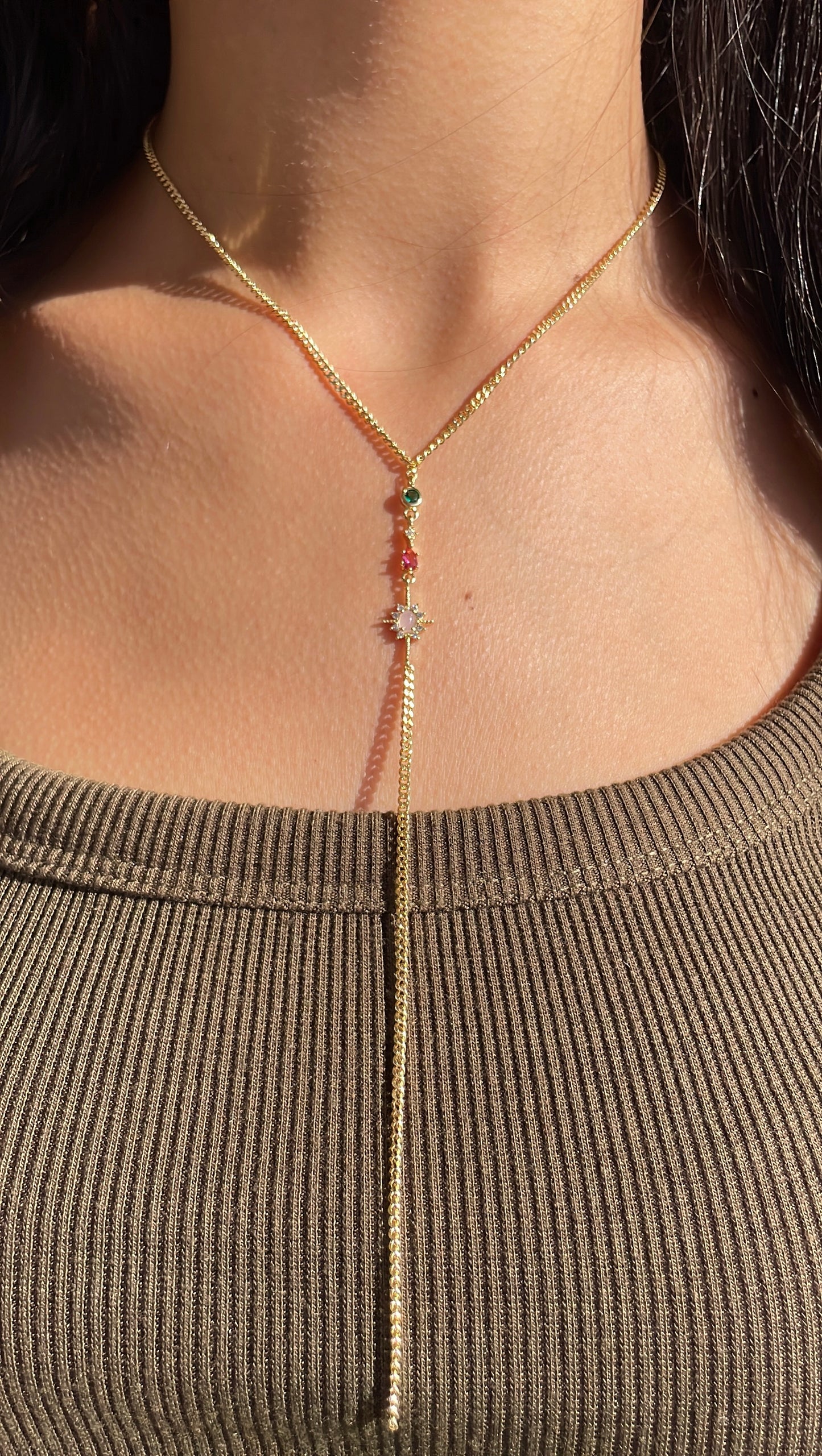 Starburst Colored Drop Necklace
