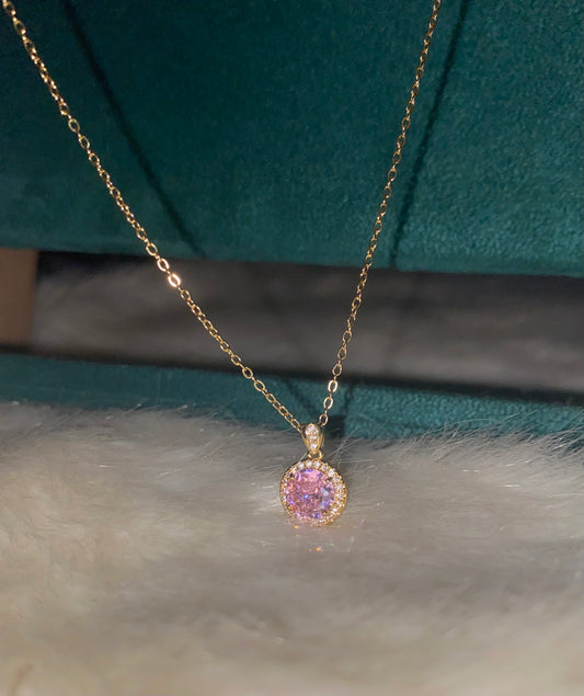Pink Mini Diamond gold Necklace