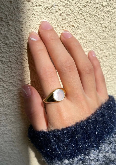 Natural Round Marble Ring