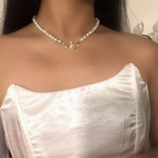 Saturn Pearl Necklace