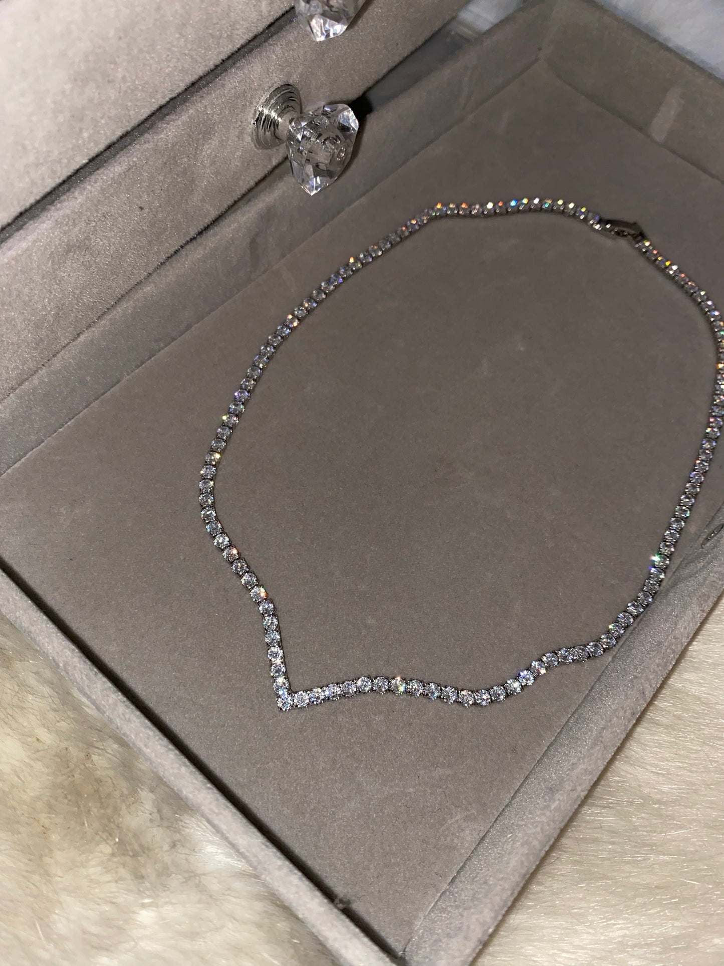 Diamond Silver Cascade Choker