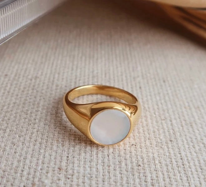 Natural Round Marble Ring