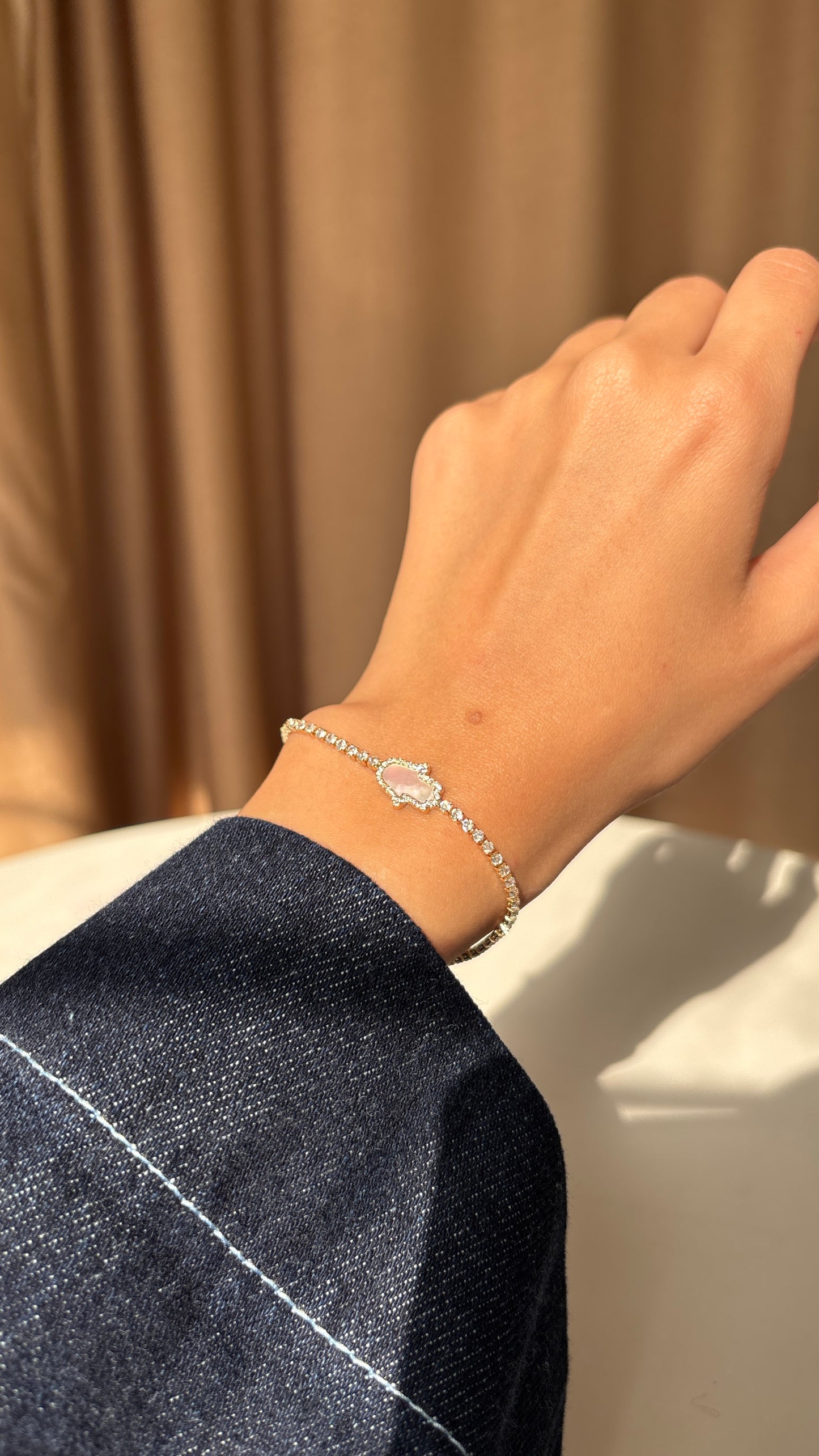White Hamsa Tennis Bracelet