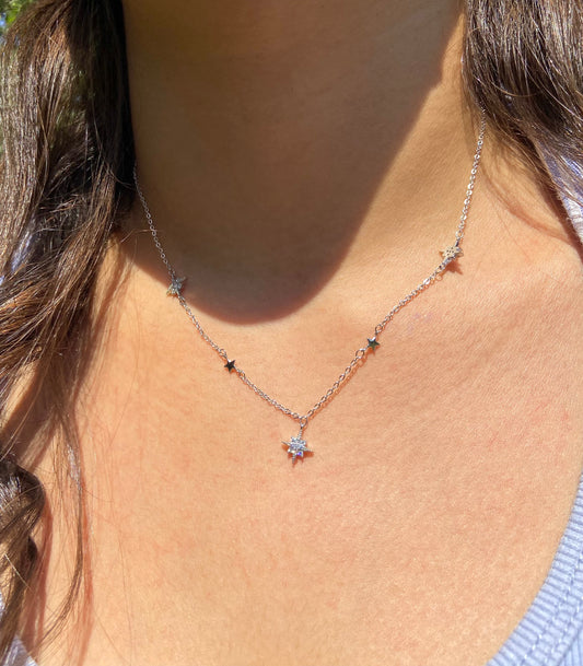 Stars Diamonds Silver Choker