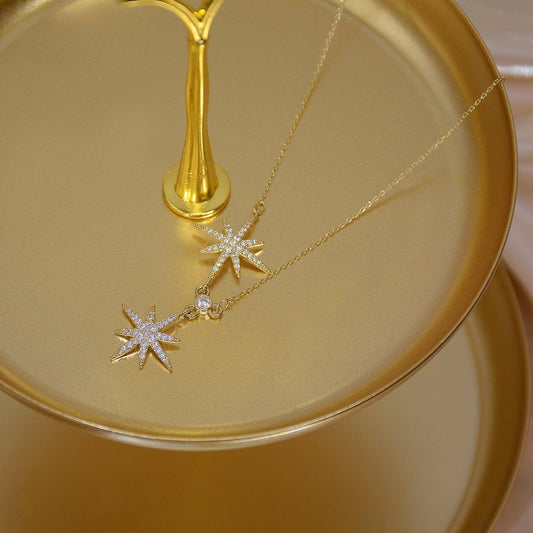 Diamond Starburst Gold Necklace