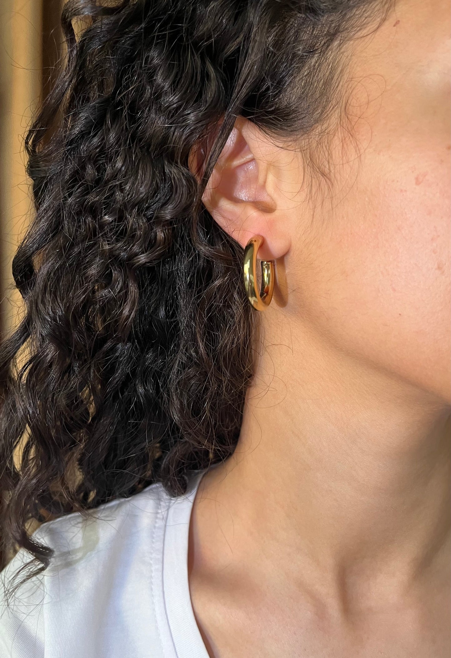 Opened Gold Hoop Earrings
