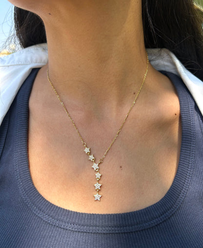 Star Lariat Gold Necklace