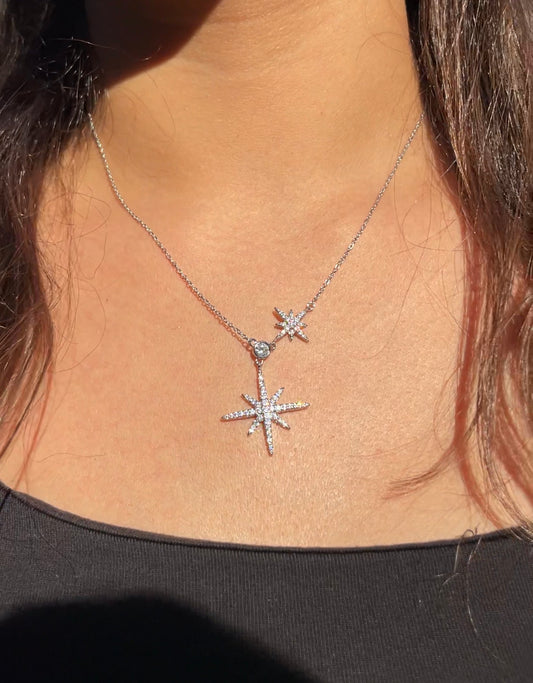 Diamond Starburst Silver Necklace