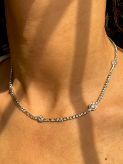 Round Diamond Silver Choker