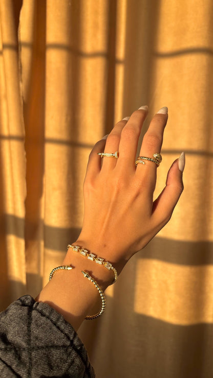 Rectangular Gold Tennis Bracelet