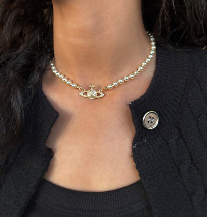 Saturn Pearl Necklace