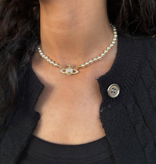 Saturn Pearl Necklace