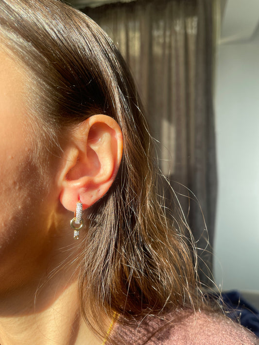 Glossy Diamonds hoop Earrings