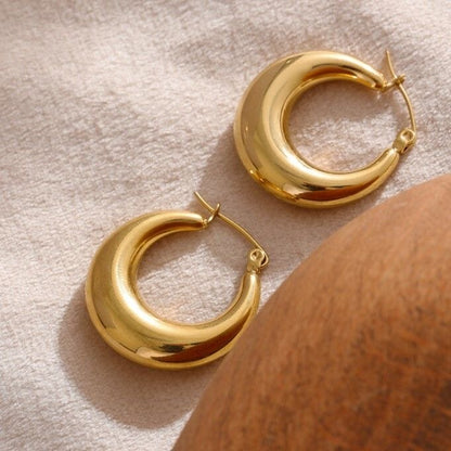 Chunky Hoops Gold Earrings