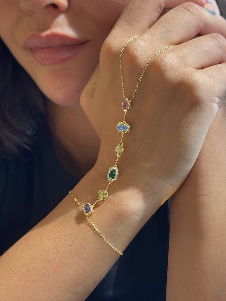 Colored Gems Hand Chain