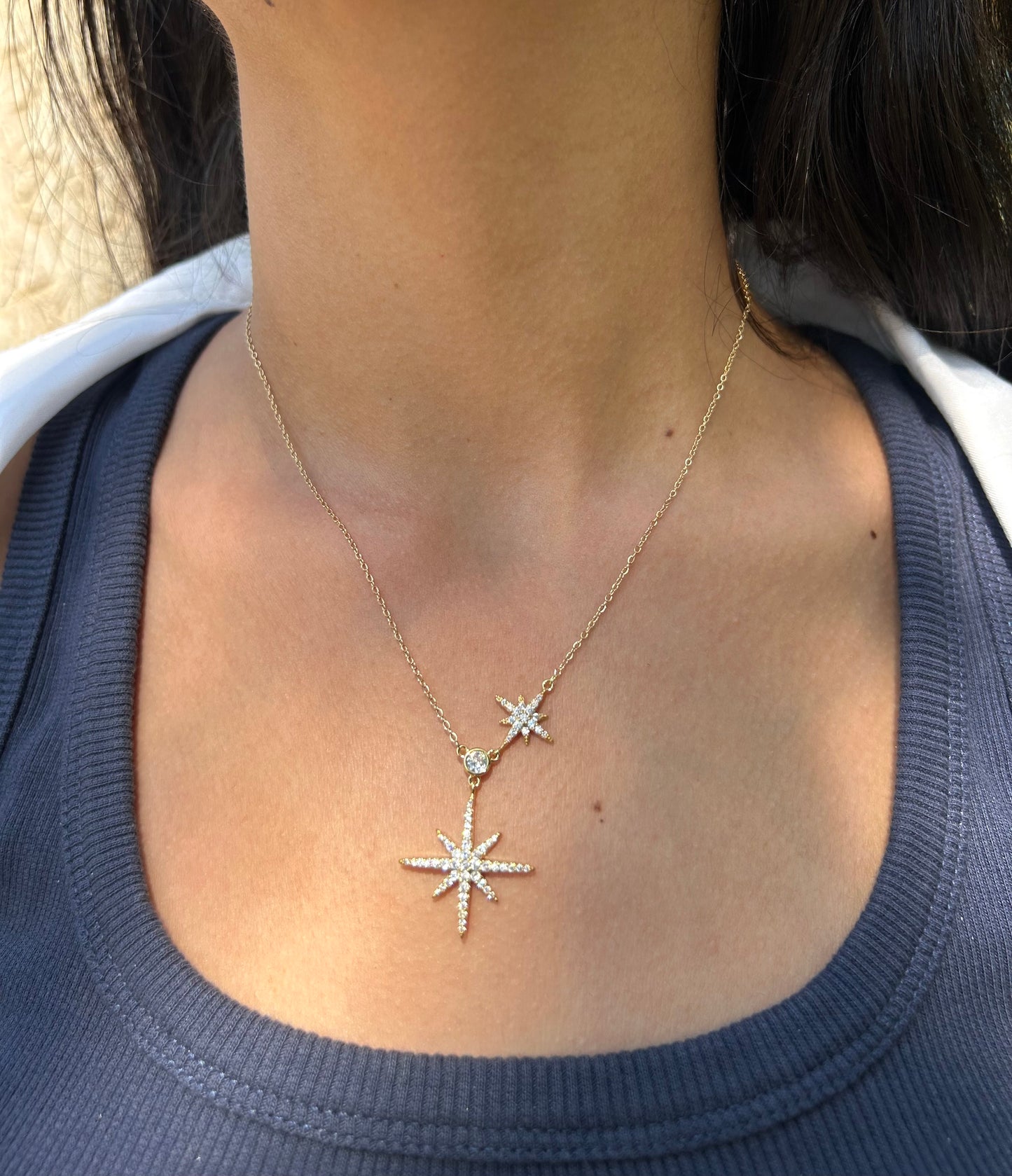 Diamond Starburst Gold Necklace