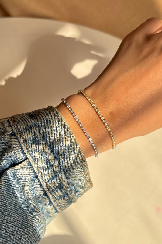 Thin Tennis Bracelet Adjustable Lock