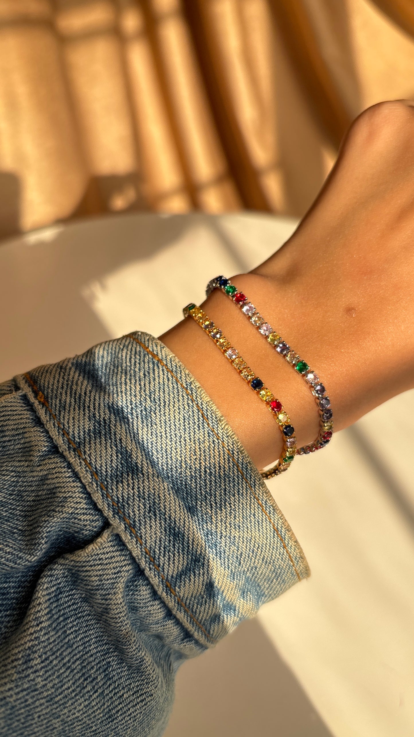 Colored Small Silver Tennis Bracelet