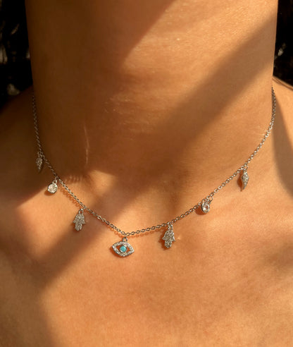 Silver Evil Eye Simple Necklace
