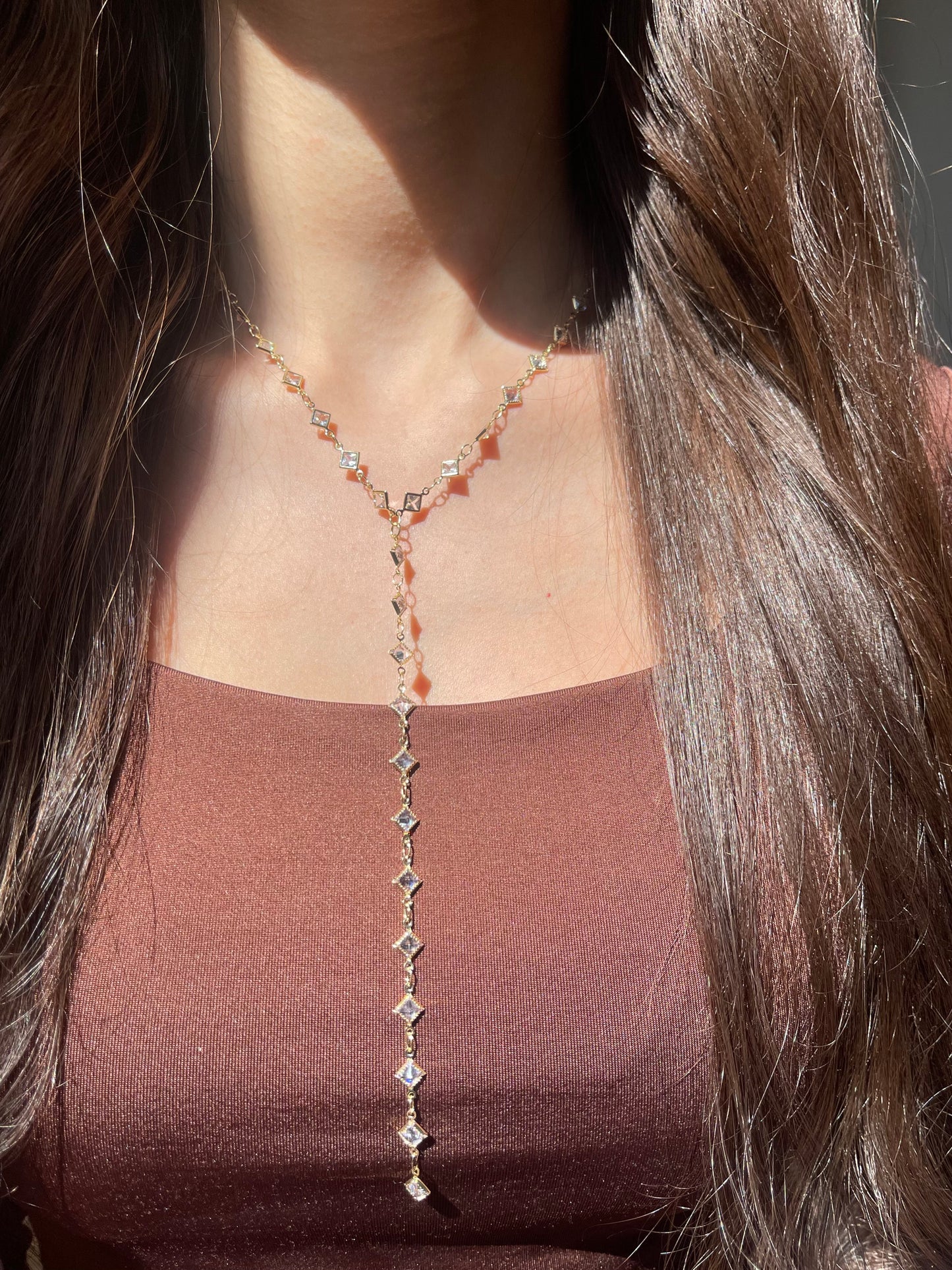 White Stones Drop Necklace