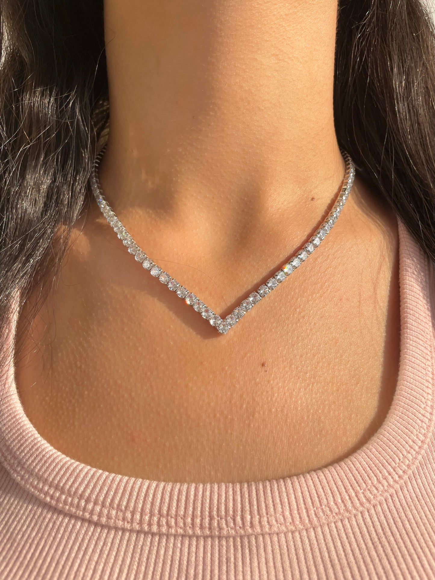 قلادة كاسكيد من الألماس والفضة
