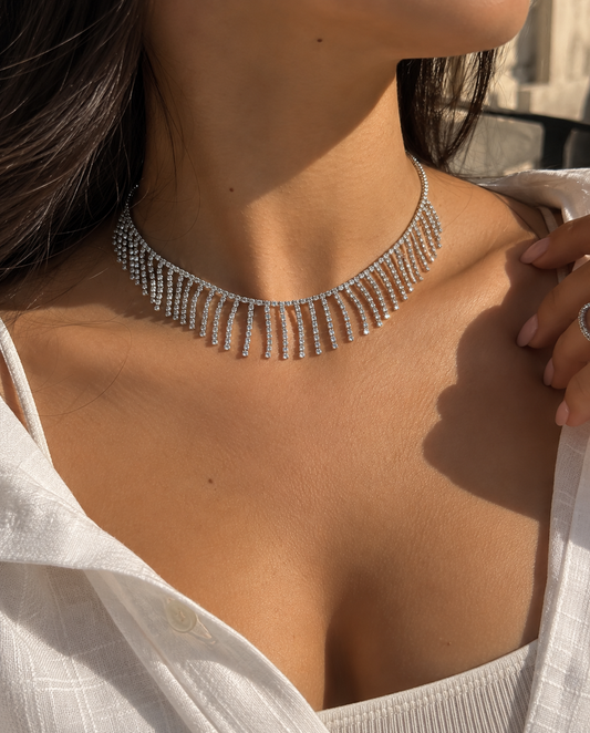 Silver Silk Threads Necklace