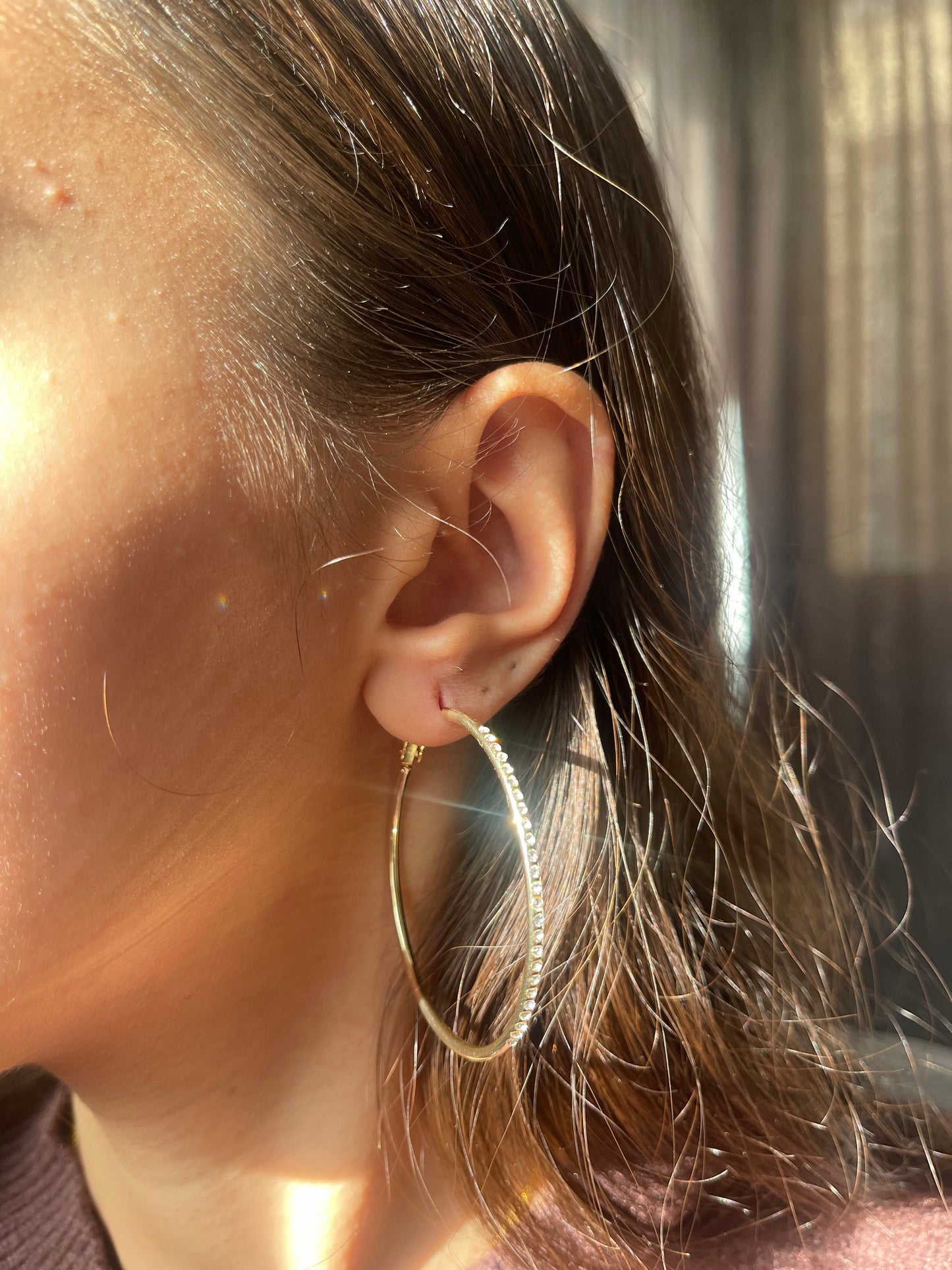 Half Glow Gold Hoop Earrings