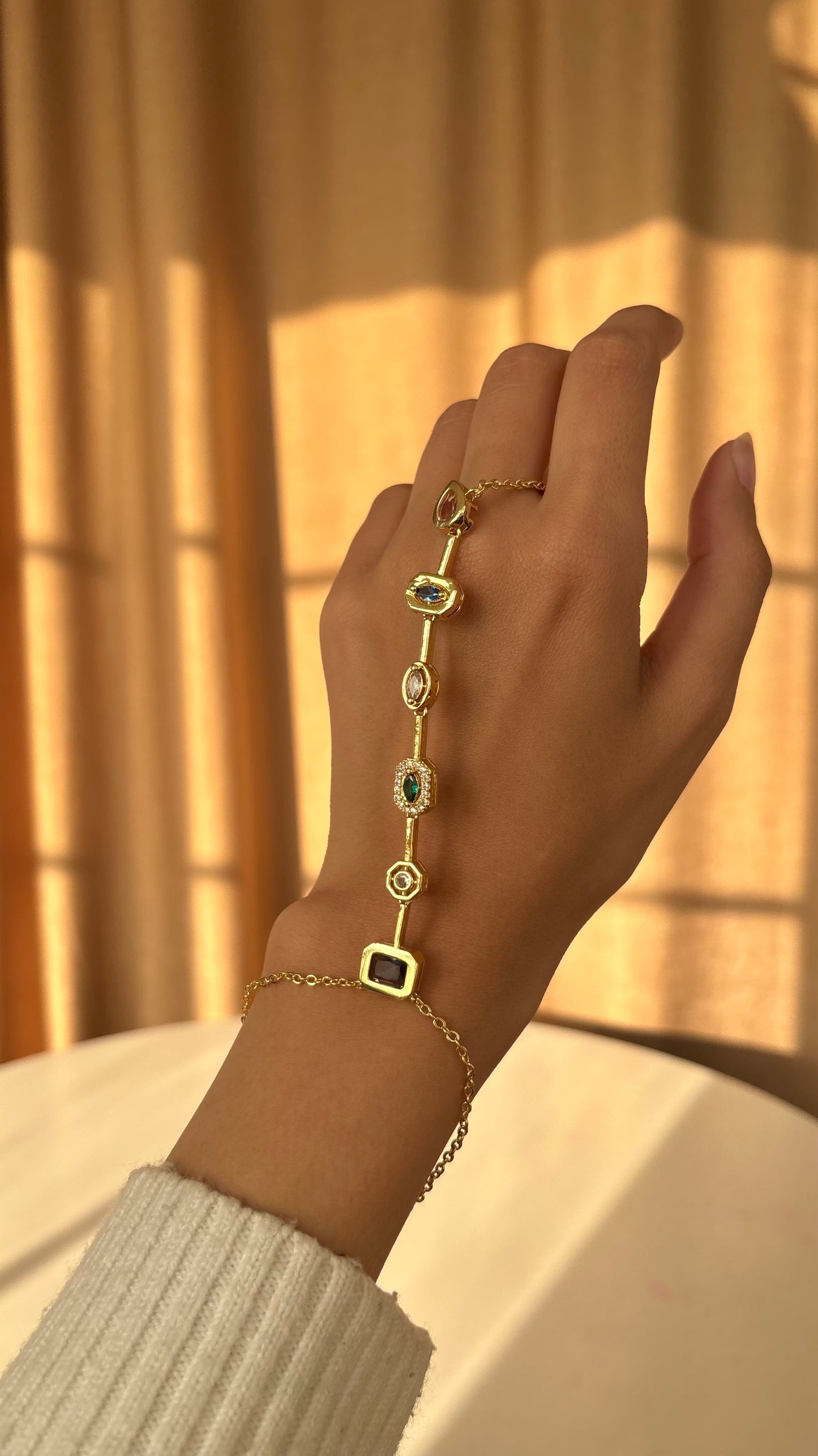 Colored Gems Hand Chain