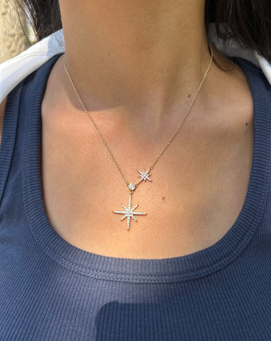 Diamond Starburst Gold Necklace