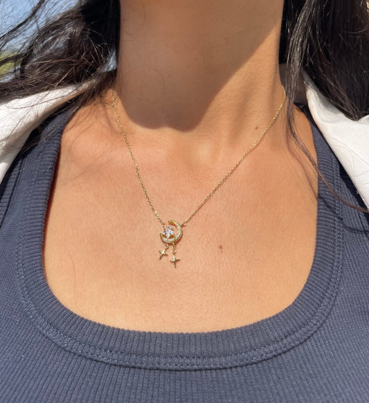 Crescent and Stars Necklace