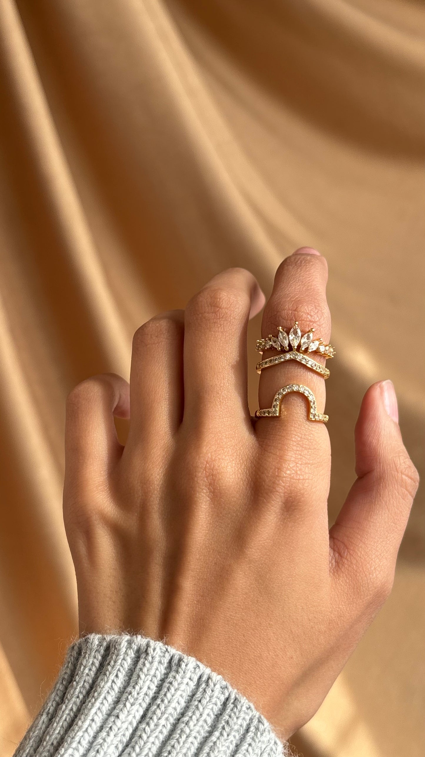 Double Crystal Stack Ring